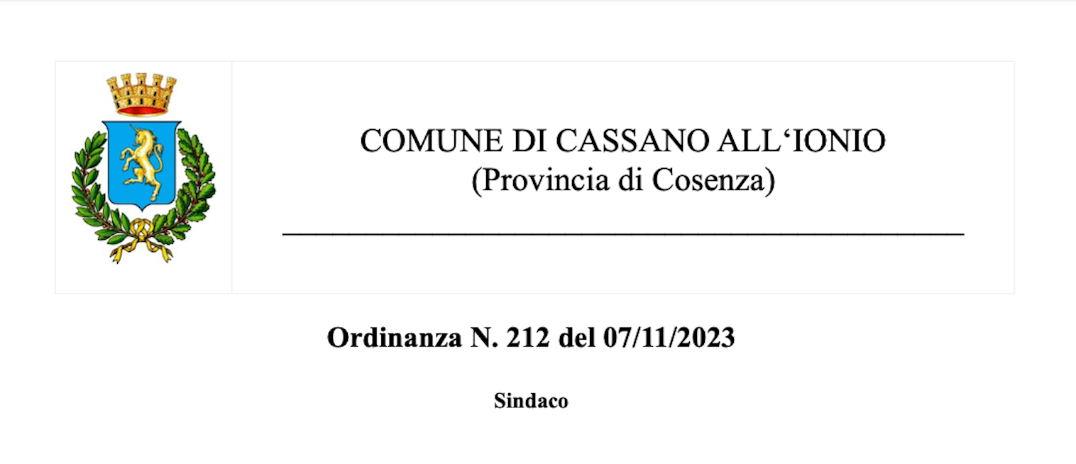 ORDINANZA SINDACALE “CONDUZIONE E CUSTODIA DEI CANI NEI LUOGHI PUBBLICI”.